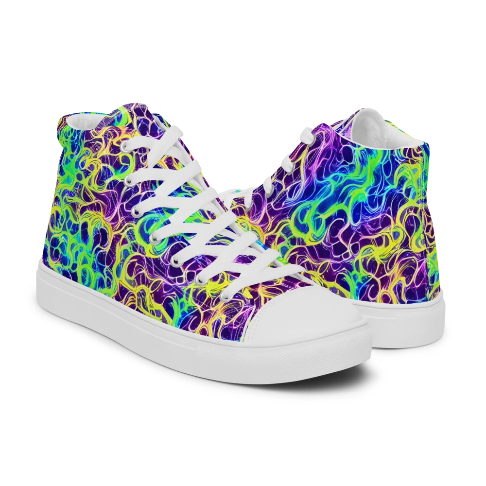 Nightwave Garden on Men's High Top Canvas Shoes — Right