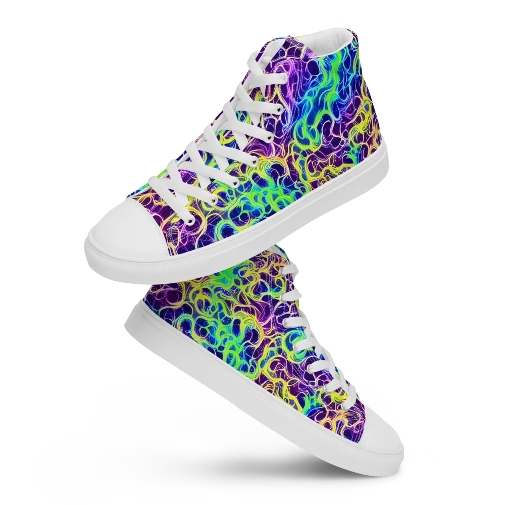 Nightwave Garden on Men's High Top Canvas Shoes — Front