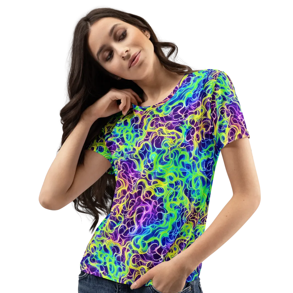 Nightwave Garden on Women's Crew Neck T-Shirt — Left Front