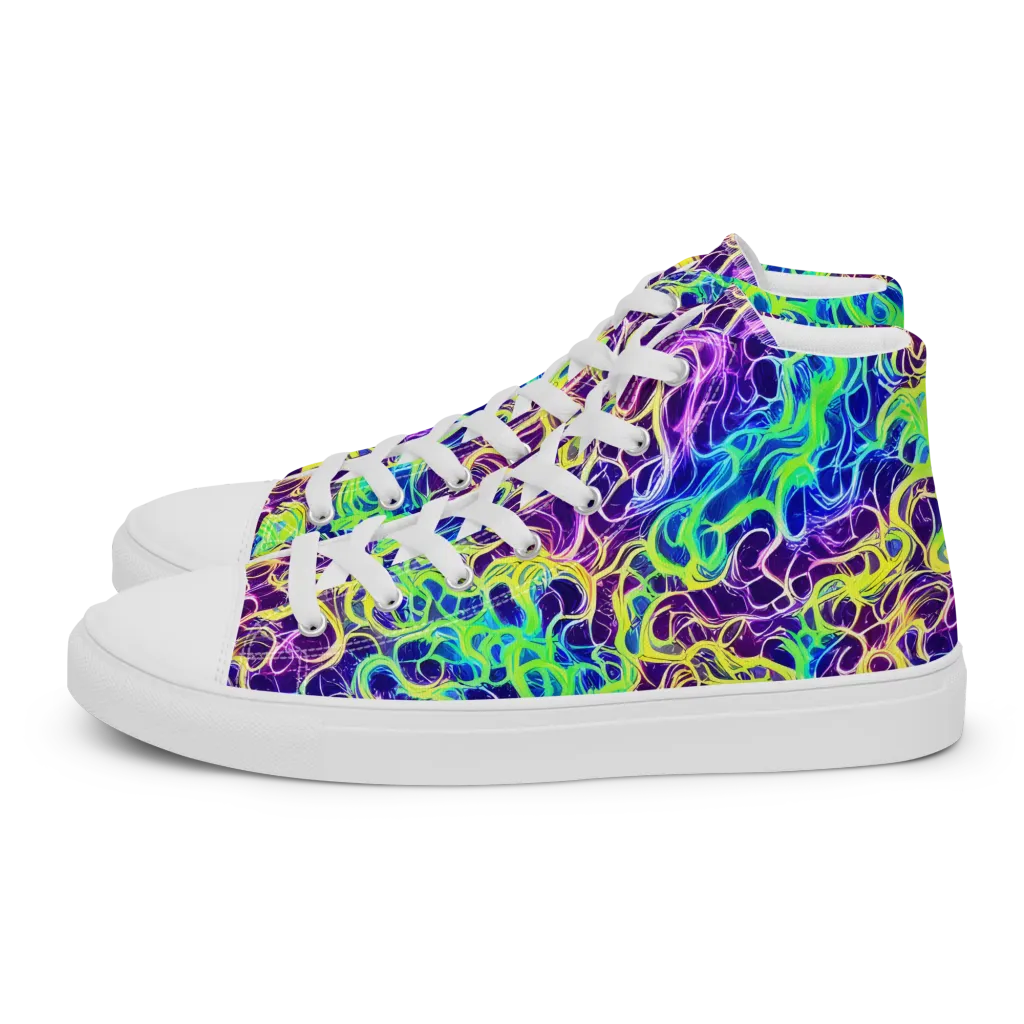 Nightwave Garden on Women's High Top Canvas Shoes — Left