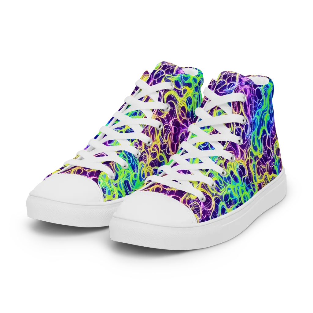 Nightwave Garden on Women's High Top Canvas Shoes — Left Front