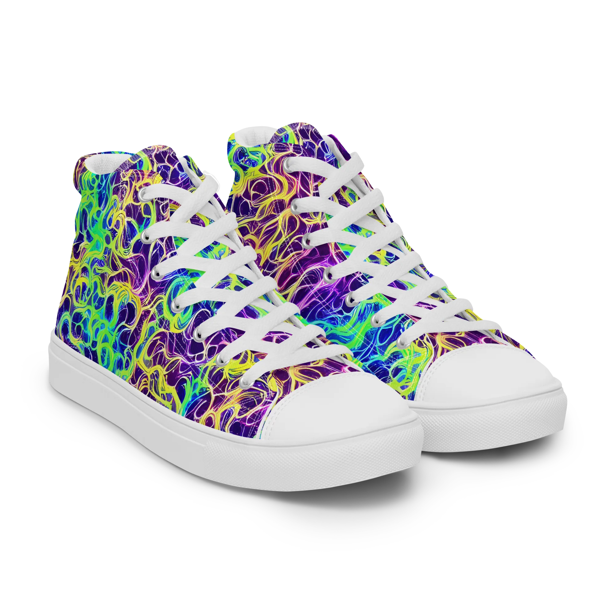 Nightwave Garden on Women's High Top Canvas Shoes — Right Front