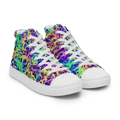 Nightwave Garden on a Women's High Top Canvas Shoes