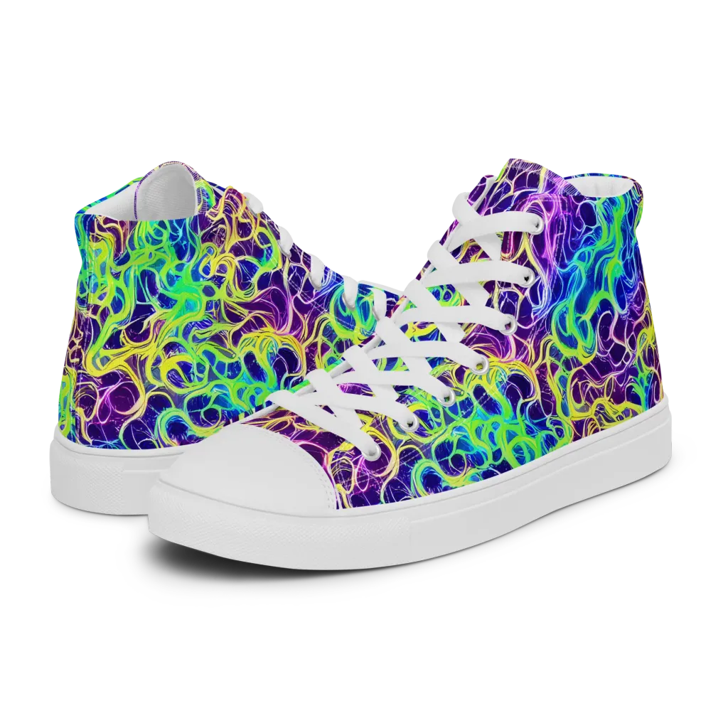 Nightwave Garden on Women's High Top Canvas Shoes — Left