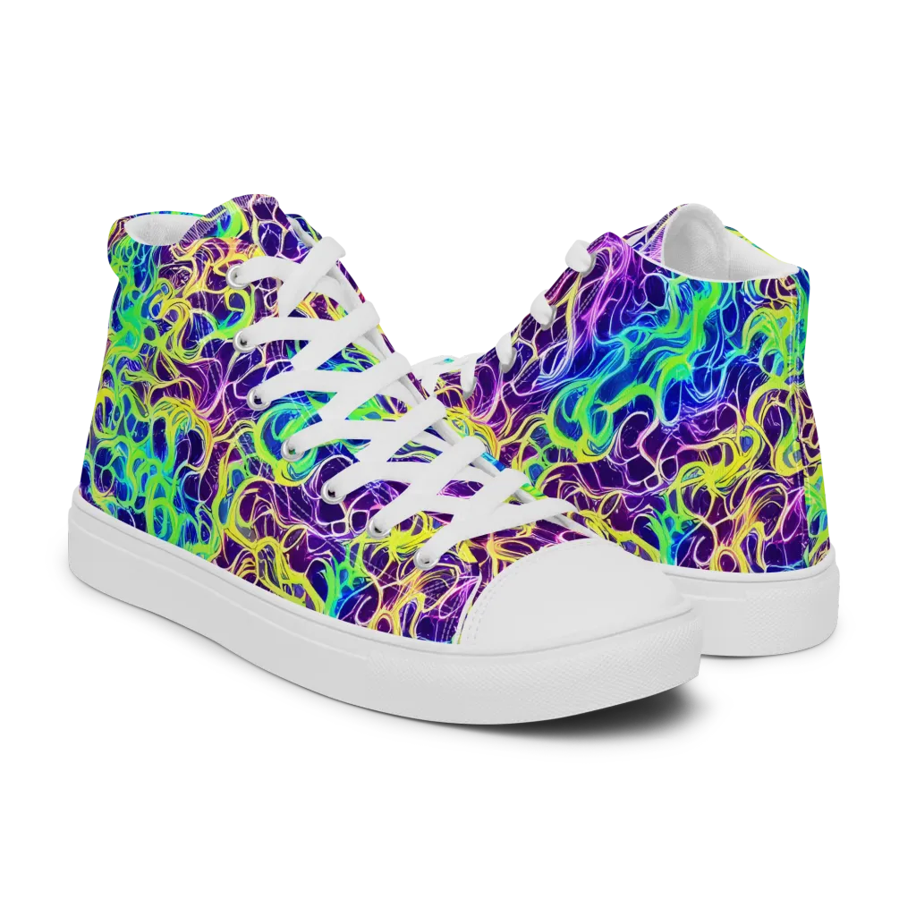 Nightwave Garden on Women's High Top Canvas Shoes — Right