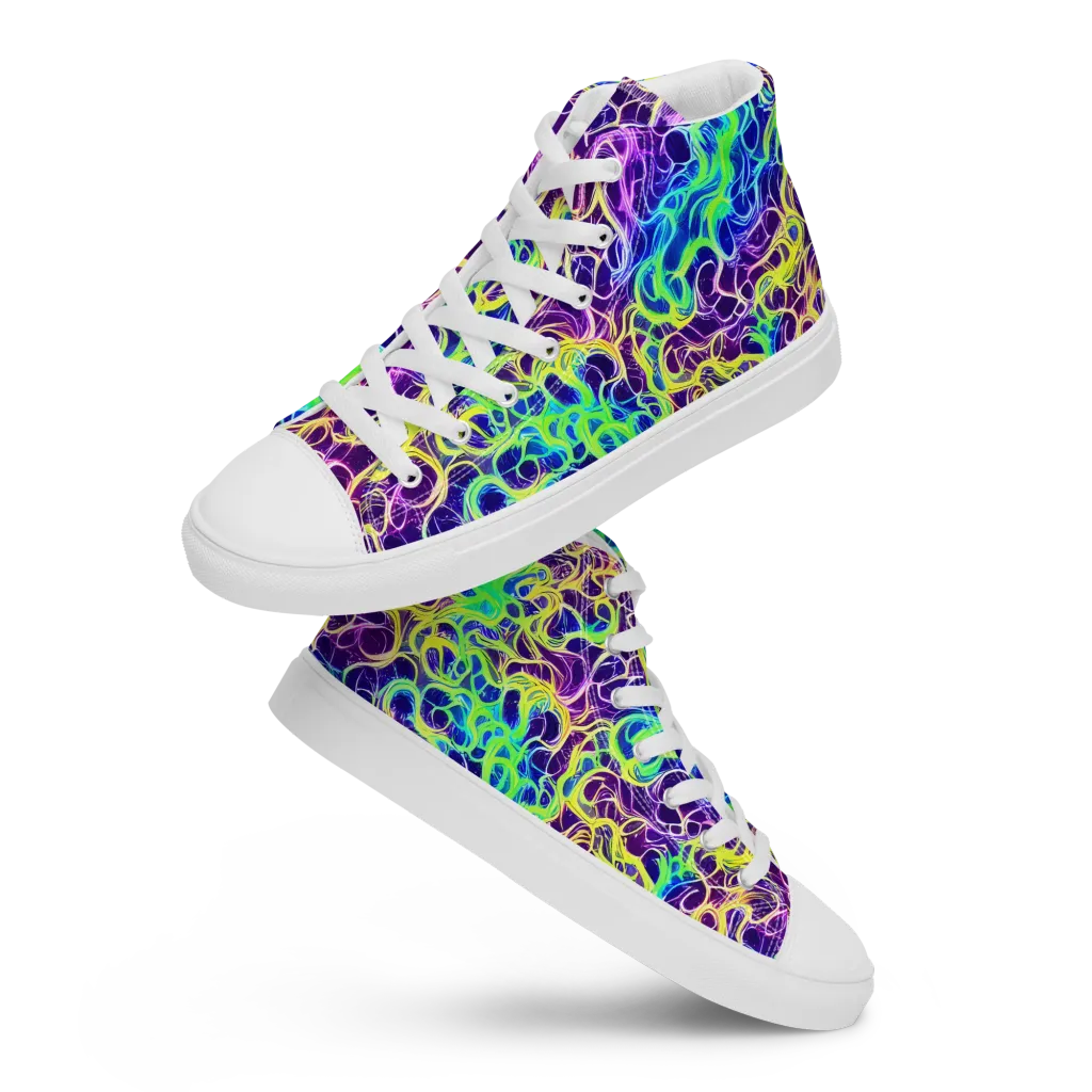 Nightwave Garden on Women's High Top Canvas Shoes — Front