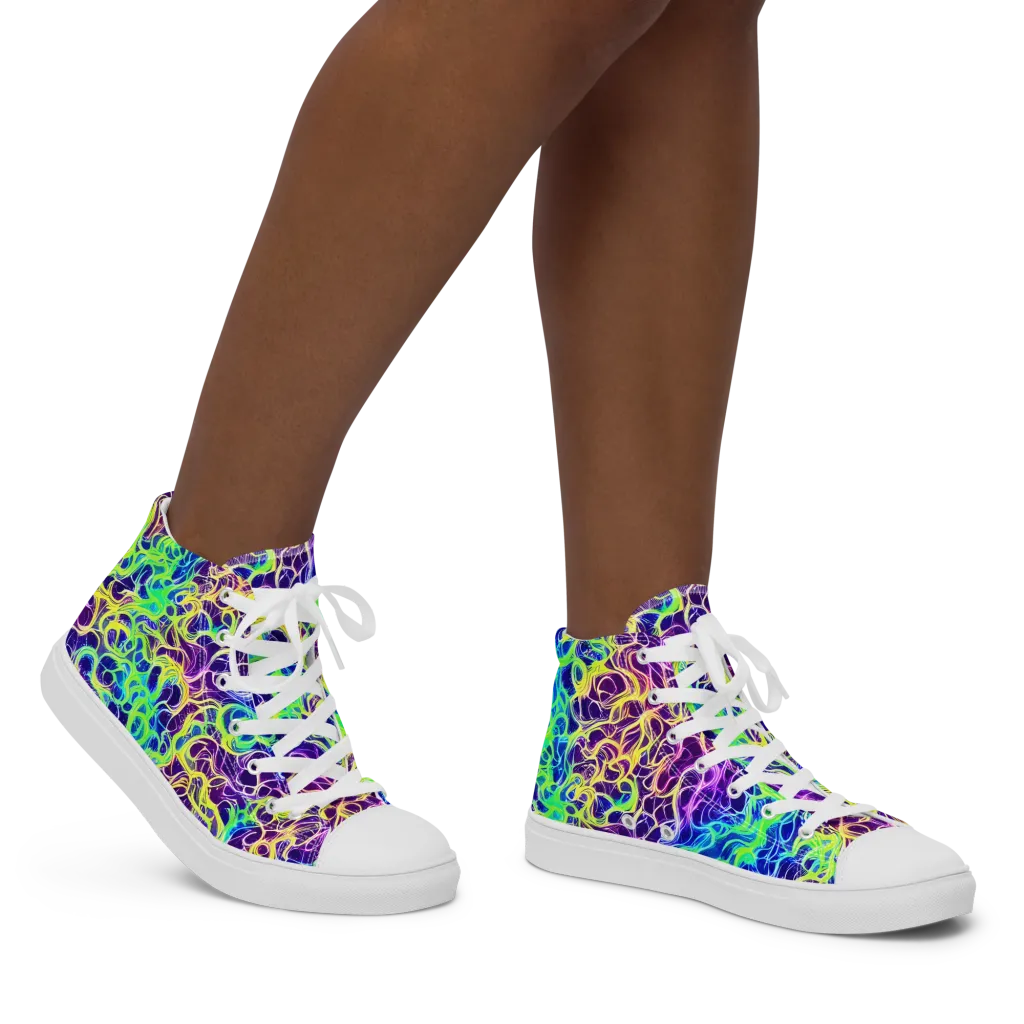 Nightwave Garden on Women's High Top Canvas Shoes — Right