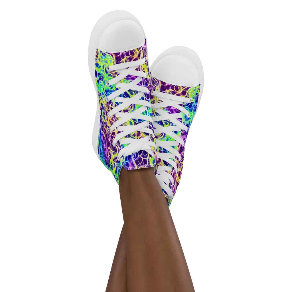 Nightwave Garden on Women's High Top Canvas Shoes — Front