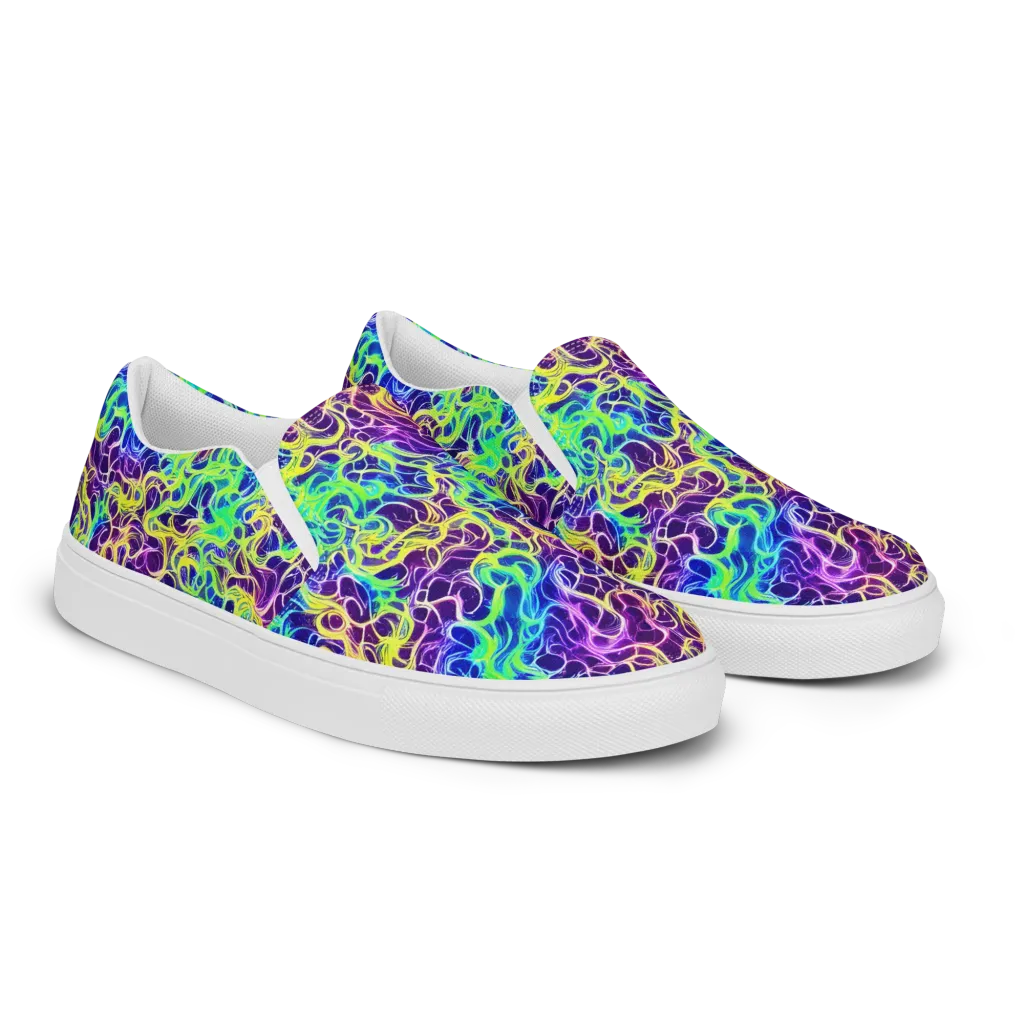 Nightwave Garden on Women's Slip-On Canvas Shoes — Right Front