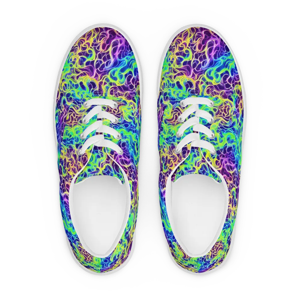 Nightwave Garden on Men's Lace-Up Canvas Shoes — Front