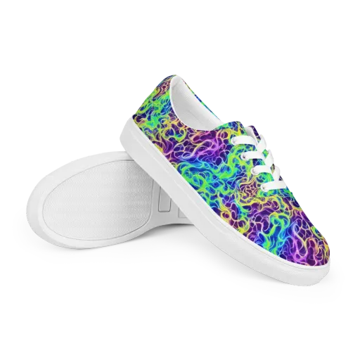 Nightwave Garden on a Men's Lace-Up Canvas Shoes