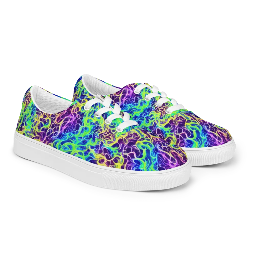 Nightwave Garden on Men's Lace-Up Canvas Shoes — Right Front
