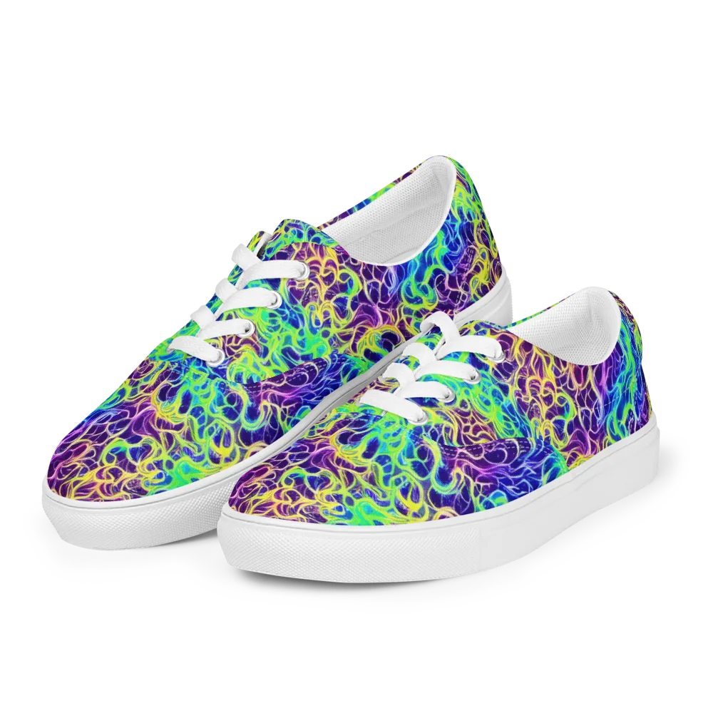 Nightwave Garden on Men's Lace-Up Canvas Shoes — Left Front