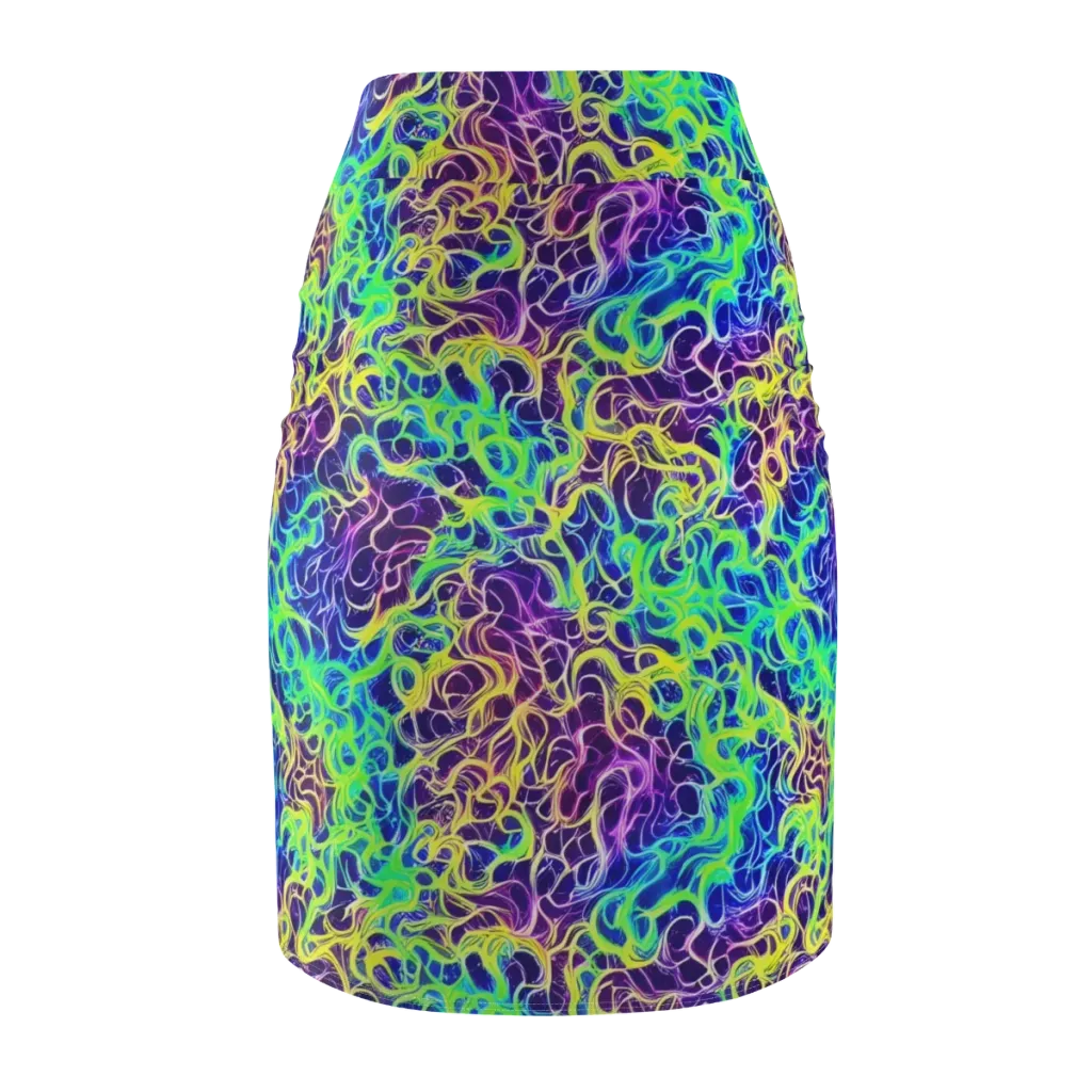 Nightwave Garden on Pencil Skirt — Back