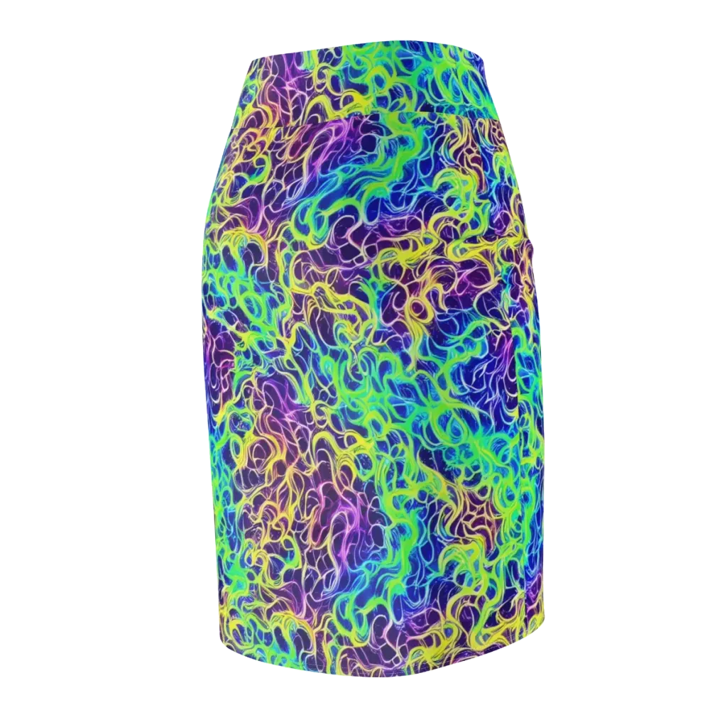 Nightwave Garden on Pencil Skirt — Back Side