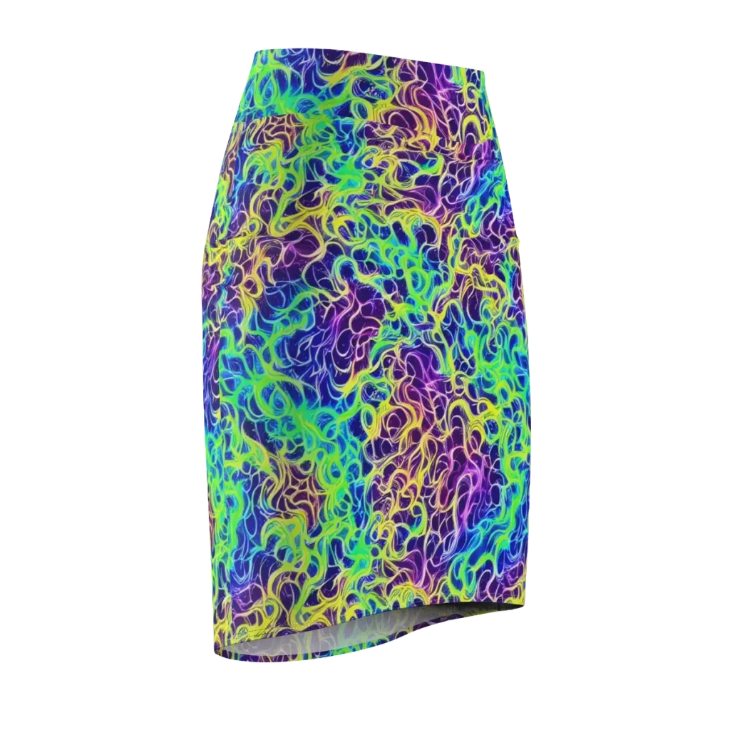 Nightwave Garden on Pencil Skirt — Front Side