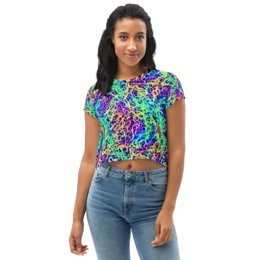 Nightwave Garden on a Crop Tee