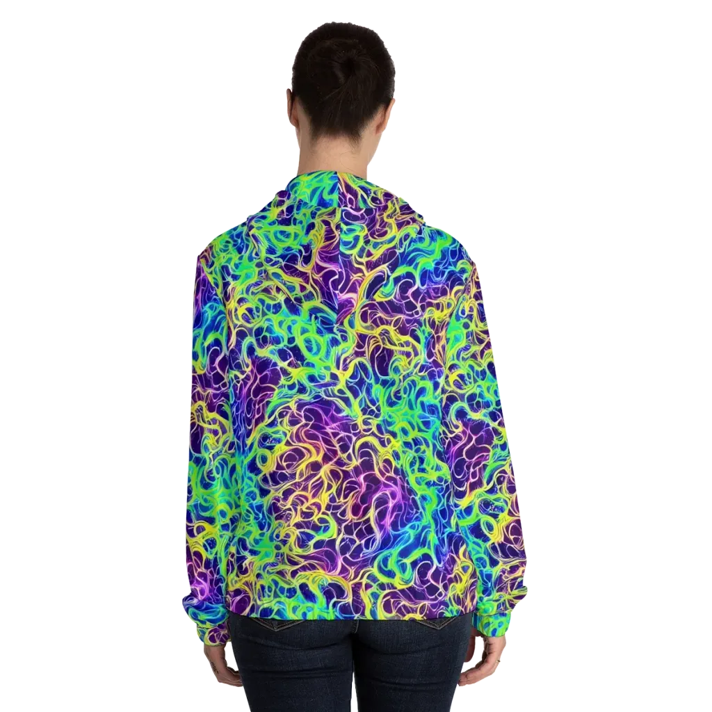 Nightwave Garden on Women's Full-Zip Hoodie — Back On Person
