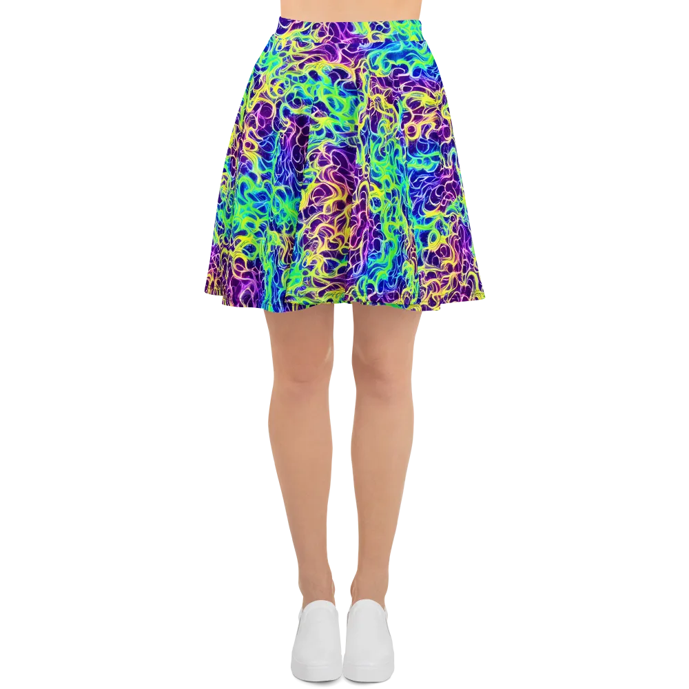 Nightwave Garden on Skater Skirt — Front