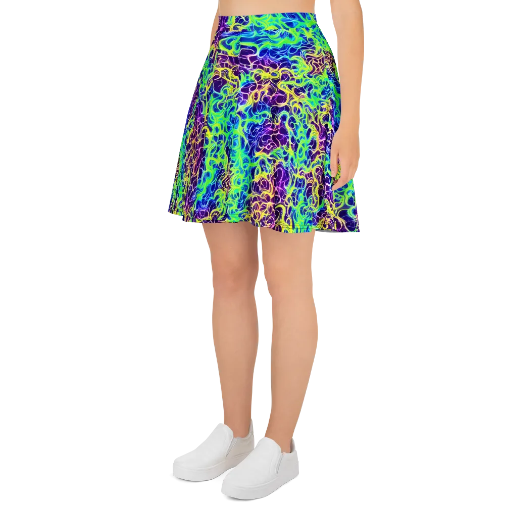 Nightwave Garden on Skater Skirt — Left