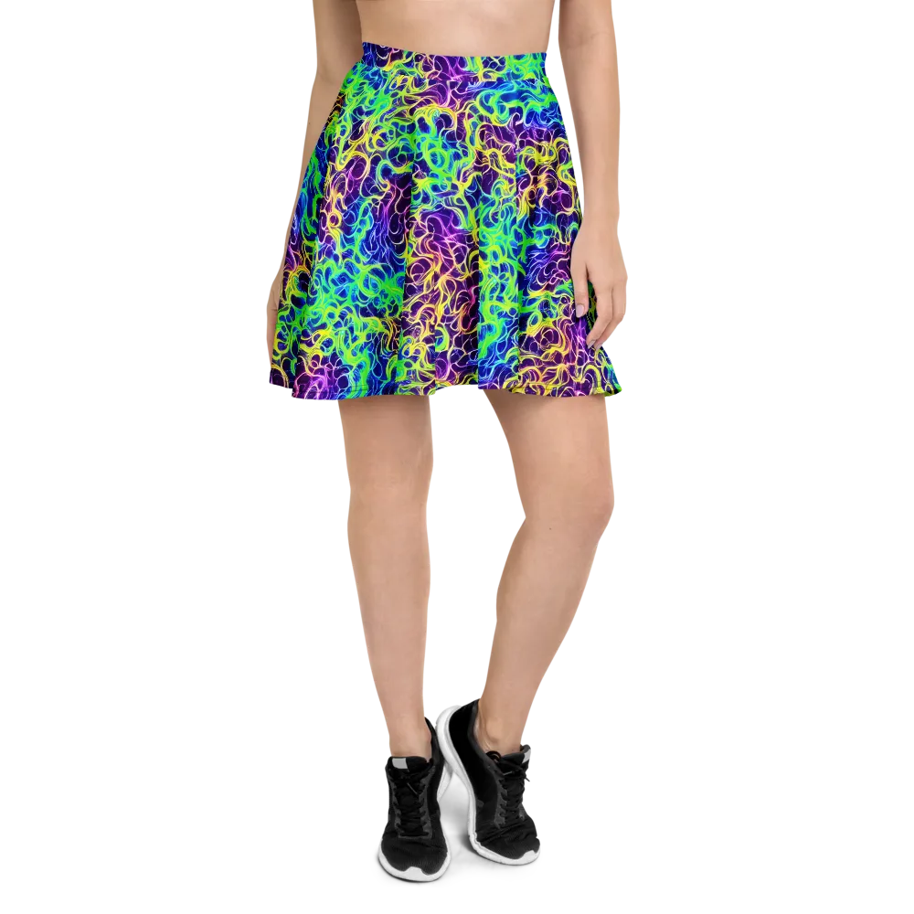 Nightwave Garden on Skater Skirt — Front
