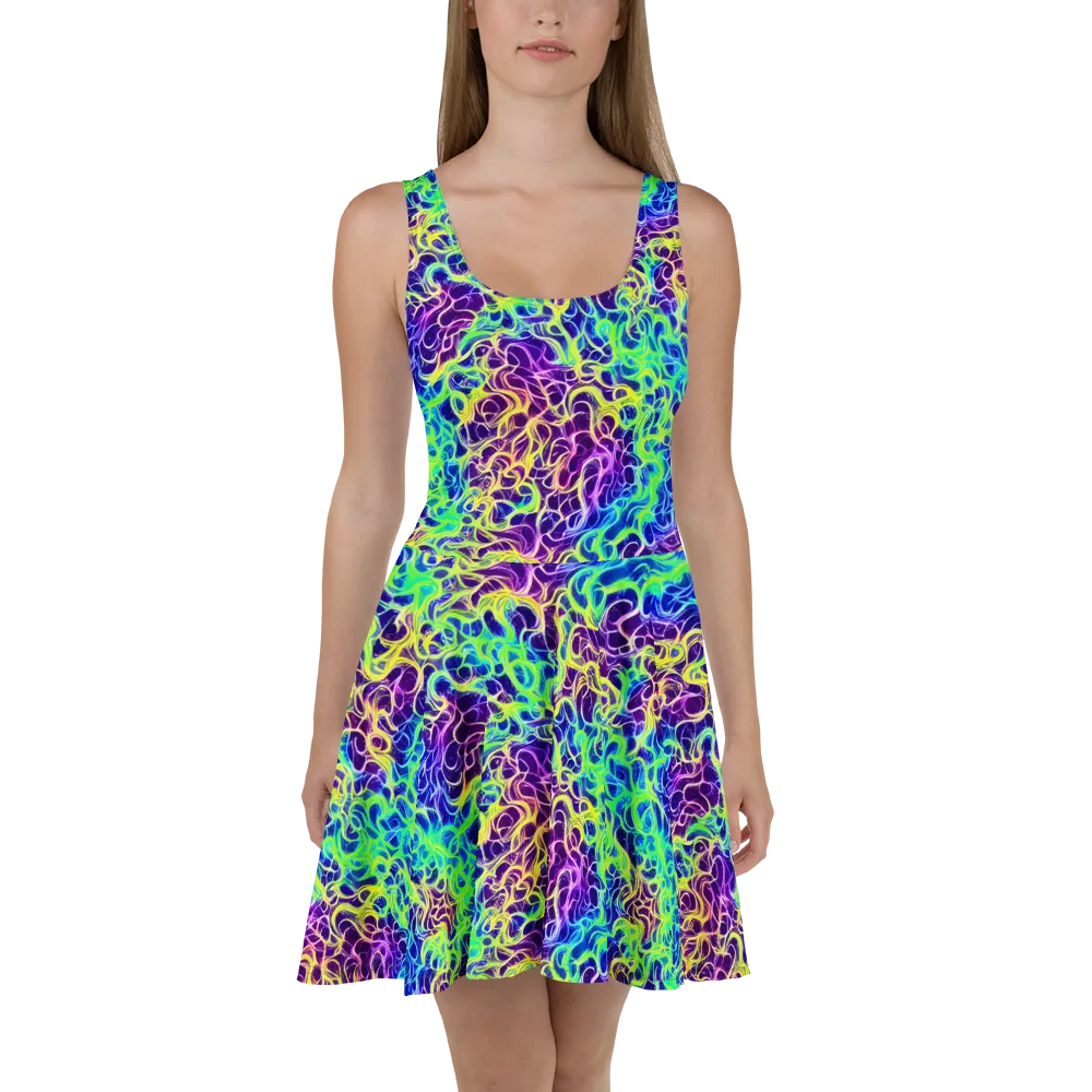 Nightwave Garden on Skater Dress — Front