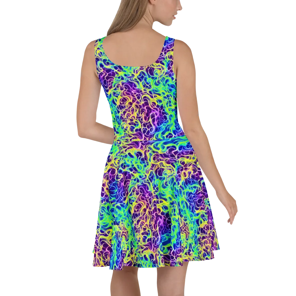Nightwave Garden on Skater Dress — Back