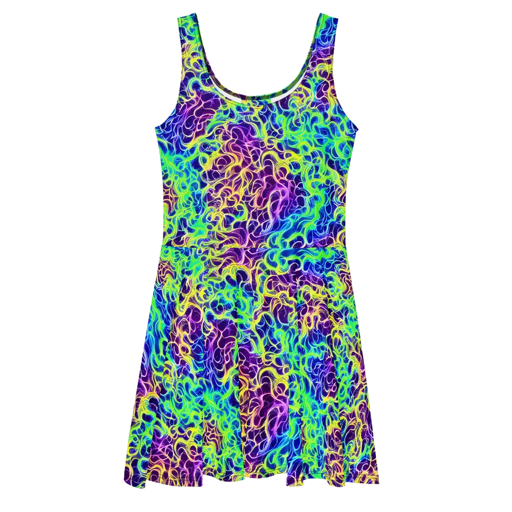 Nightwave Garden on Skater Dress — Front