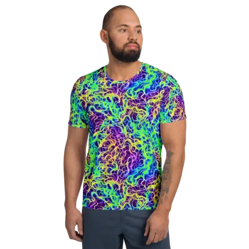 Nightwave Garden on a Men's Athletic T-Shirt