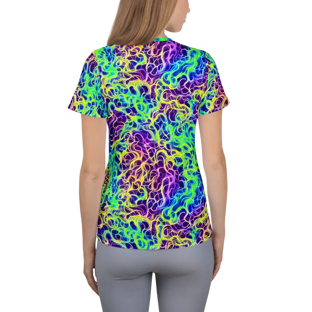 Nightwave Garden on Women's Athletic T-Shirt — Back
