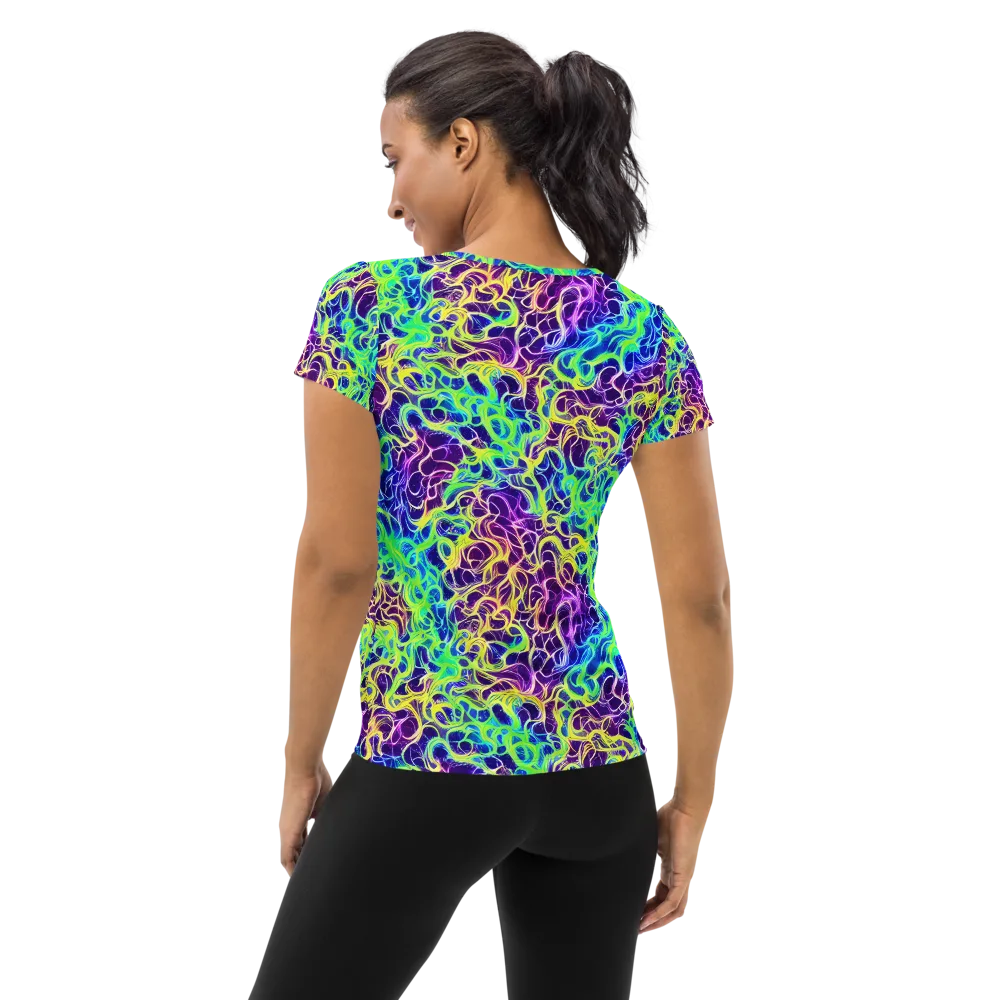 Nightwave Garden on Women's Athletic T-Shirt — Back