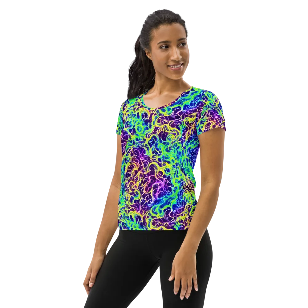 Nightwave Garden on Women's Athletic T-Shirt — Left