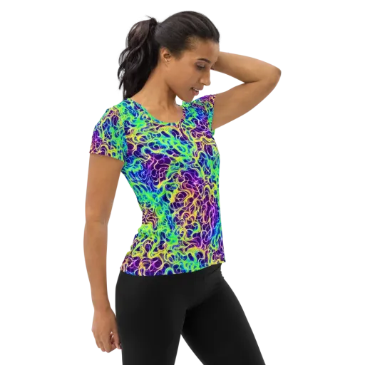 Nightwave Garden on a Women's Athletic T-Shirt