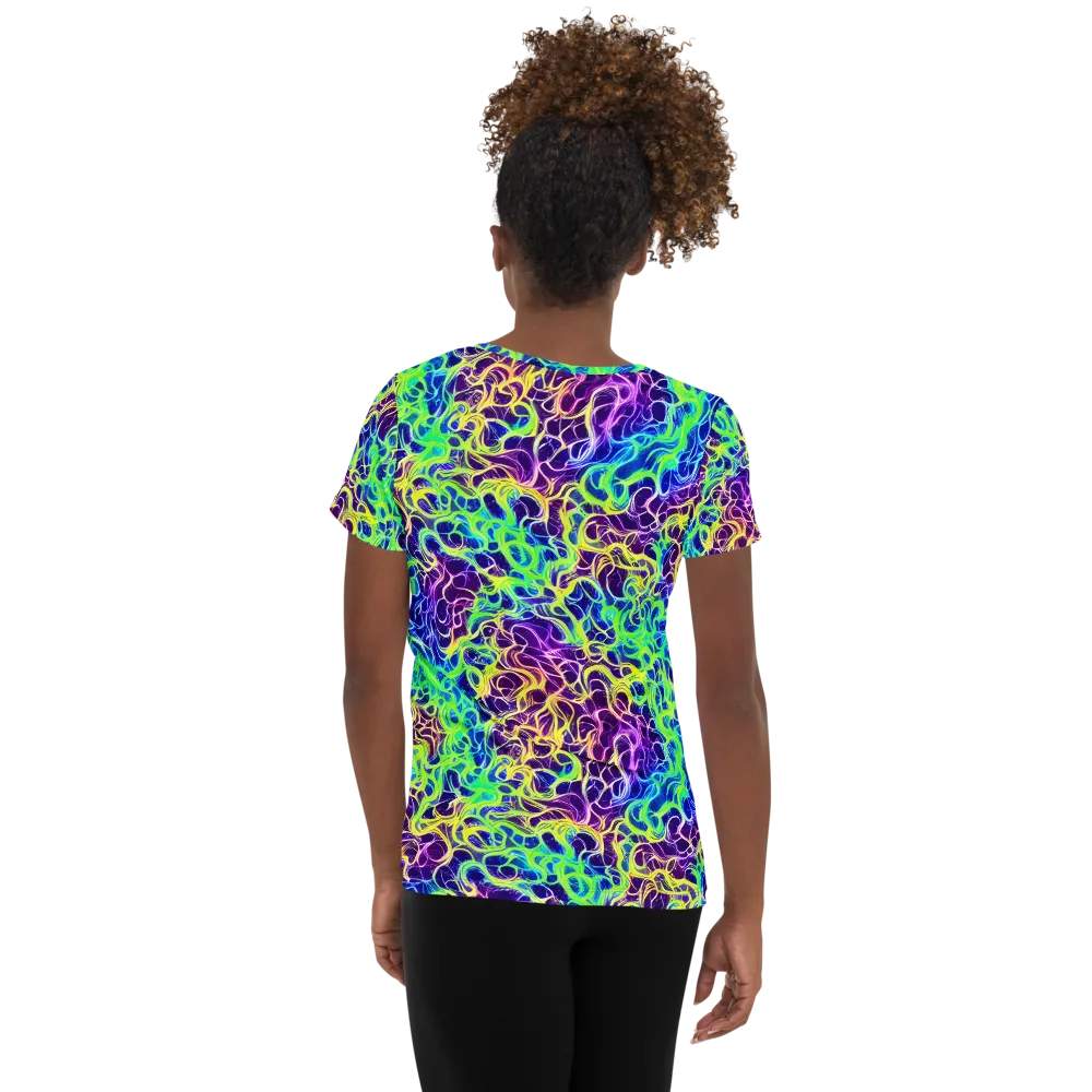 Nightwave Garden on Women's Athletic T-Shirt — Back