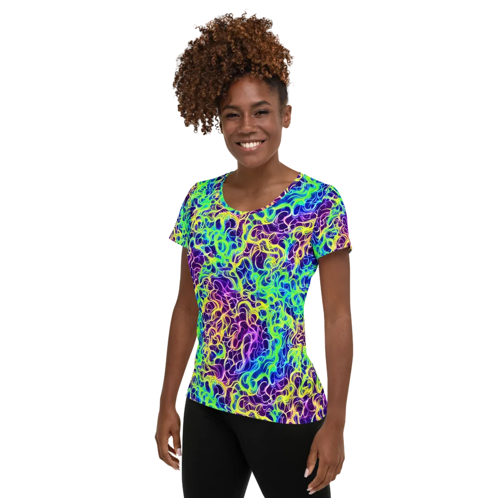 Nightwave Garden on Women's Athletic T-Shirt — Left