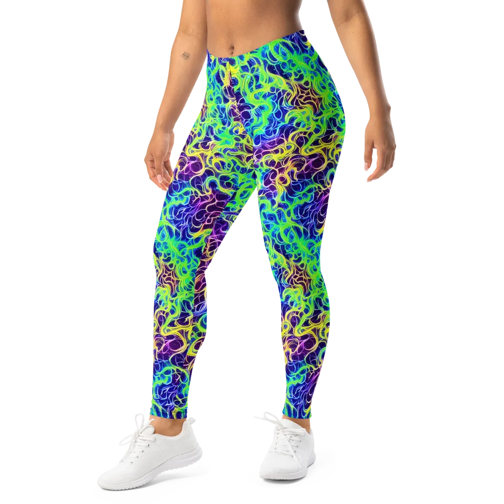 Nightwave Garden on Leggings — Left Front