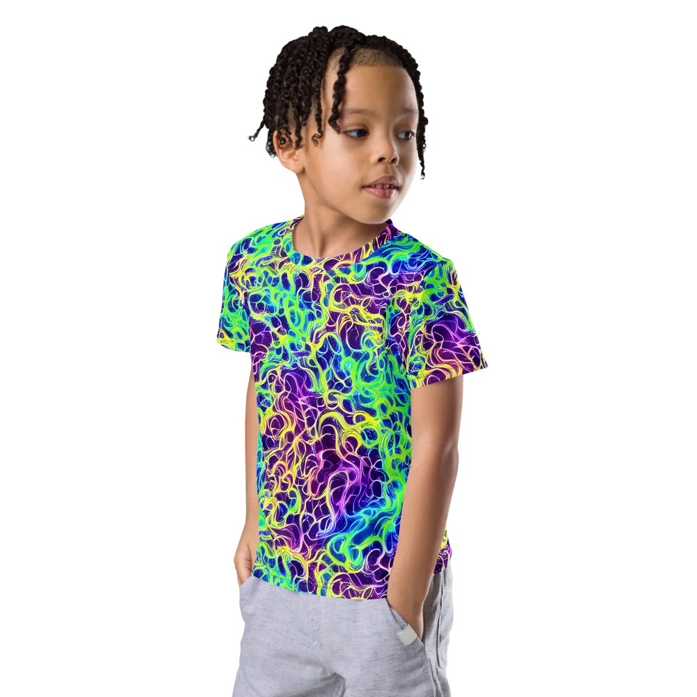 Nightwave Garden on Kids Crew Neck T-Shirt — Left Front