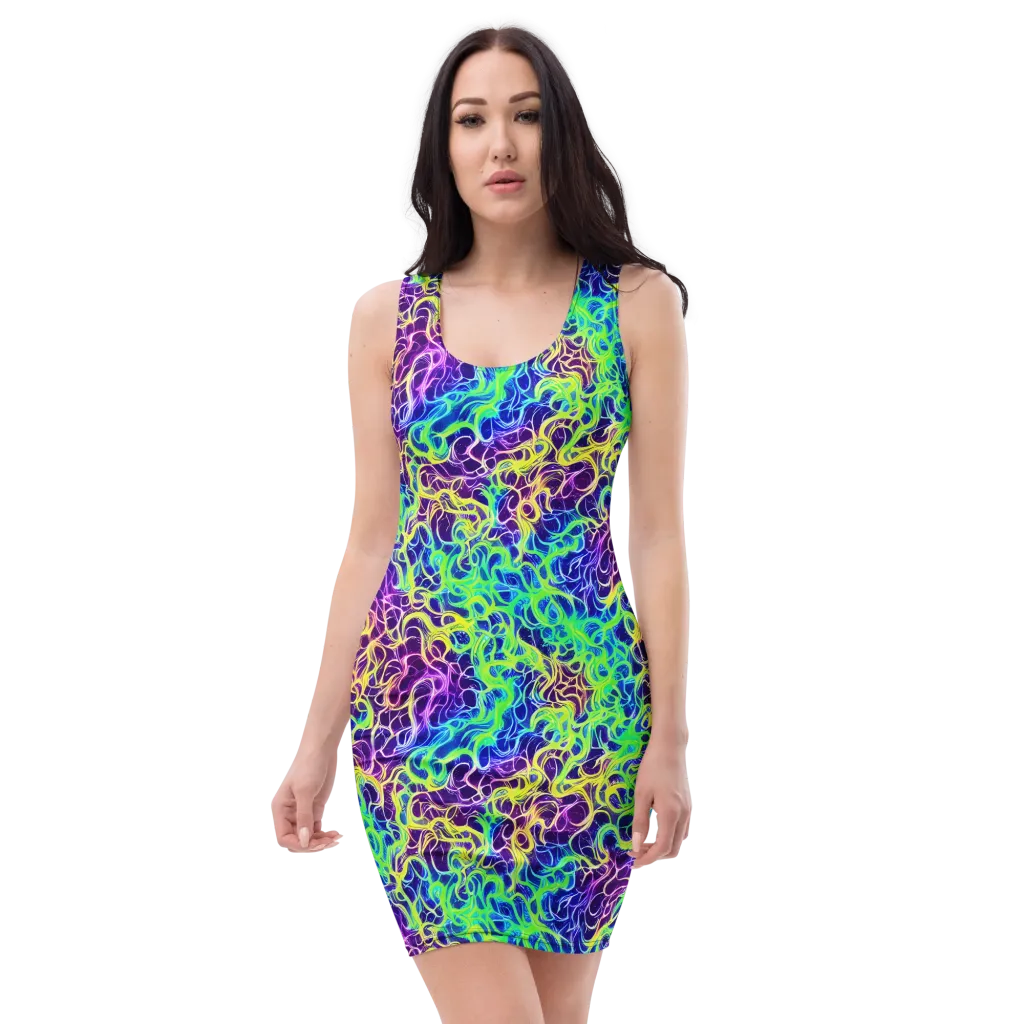 Nightwave Garden on Bodycon Dress — Front