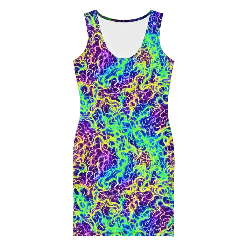 Nightwave Garden on Bodycon Dress — Front