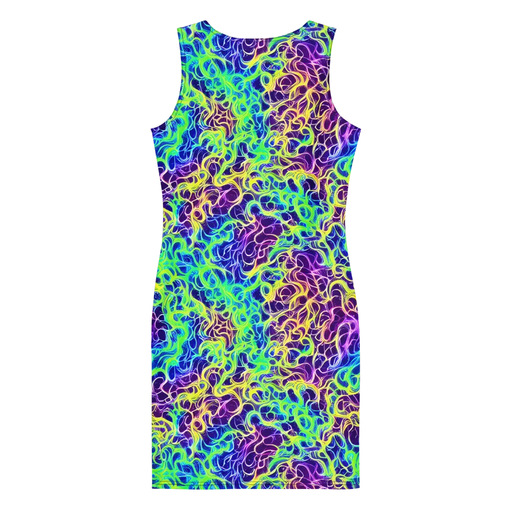 Nightwave Garden on Bodycon Dress — Back