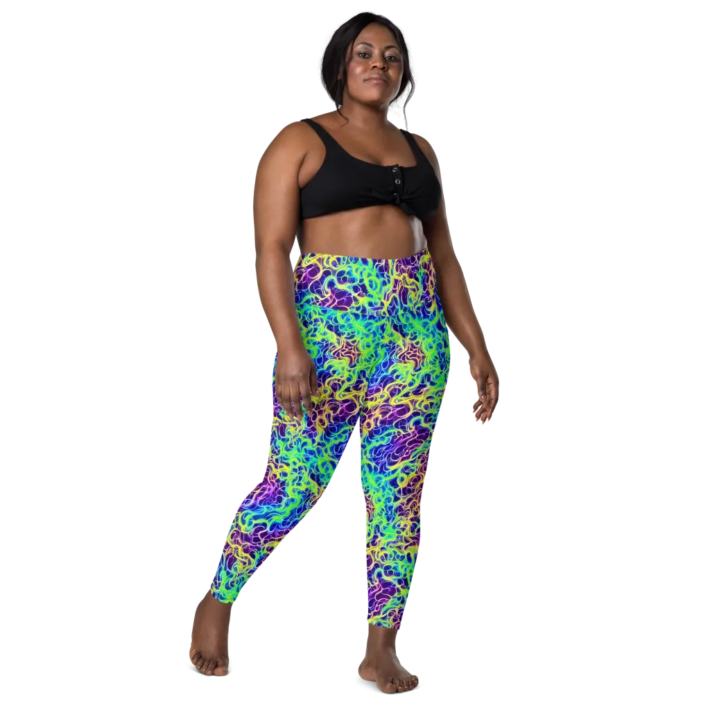 Nightwave Garden on Leggings with Pockets — Front