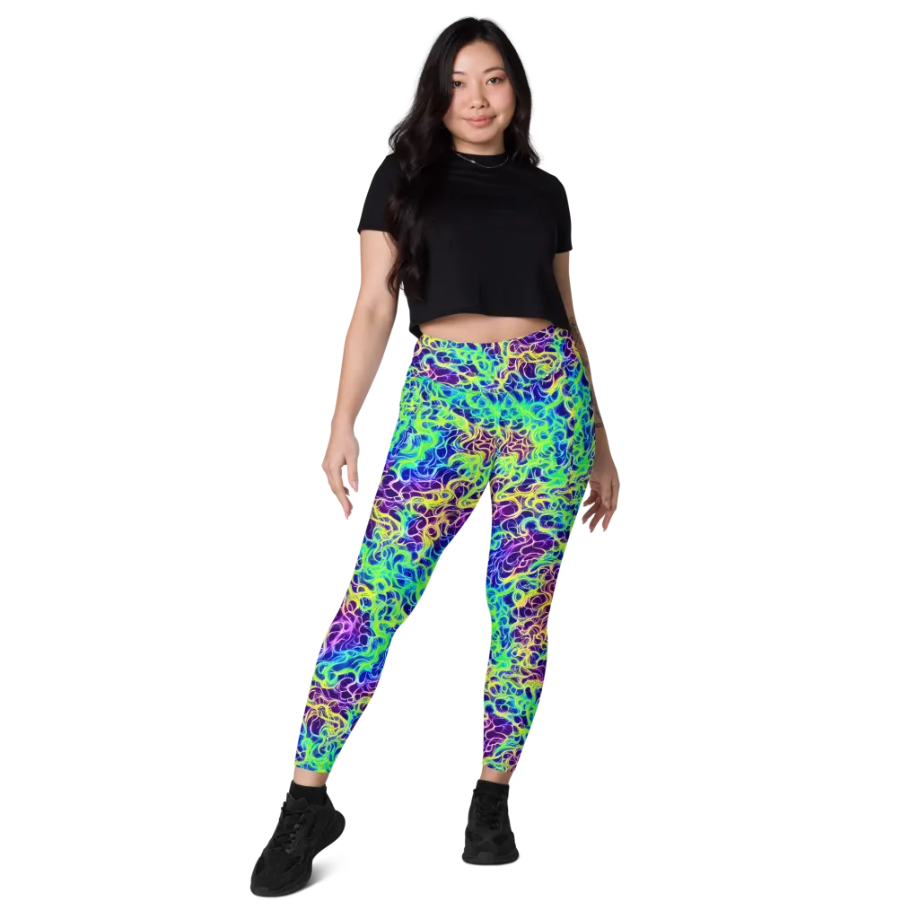 Nightwave Garden on Leggings with Pockets — Front