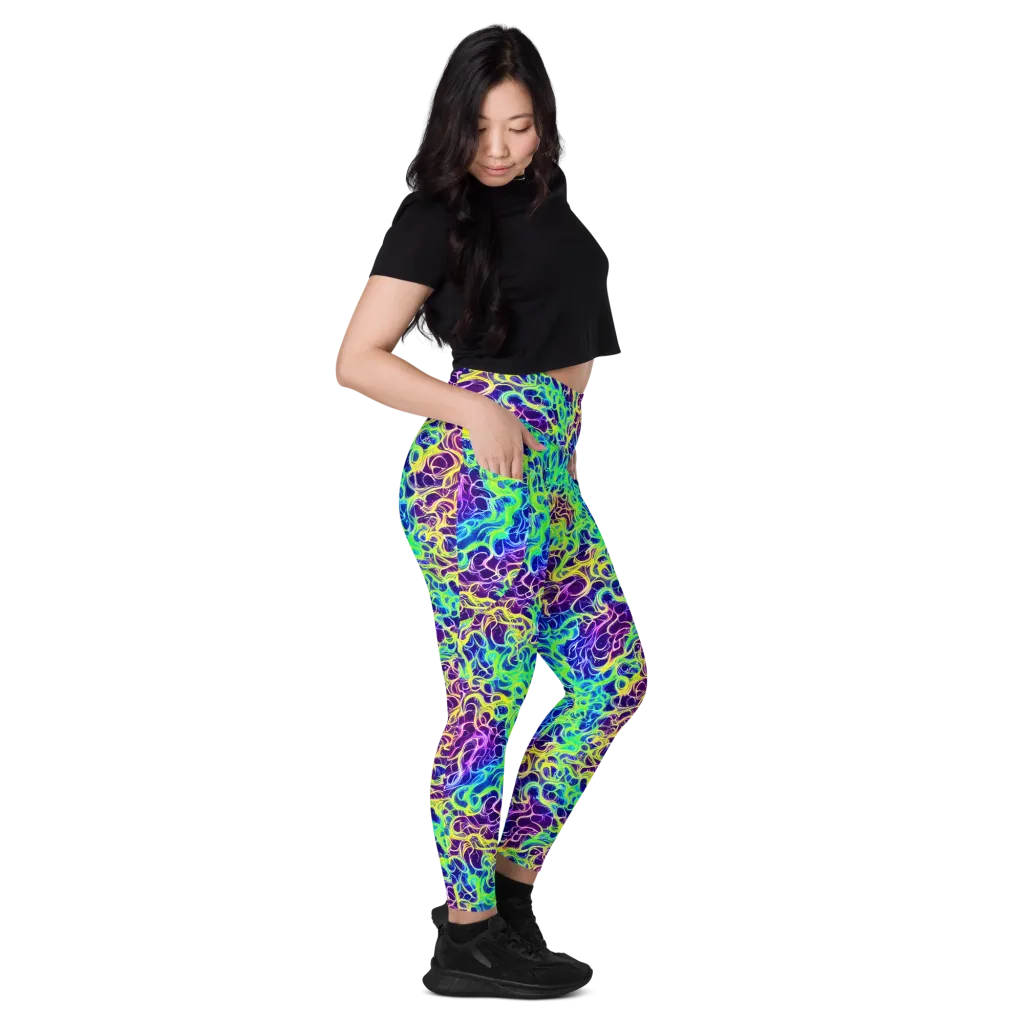 Nightwave Garden on Leggings with Pockets — Right