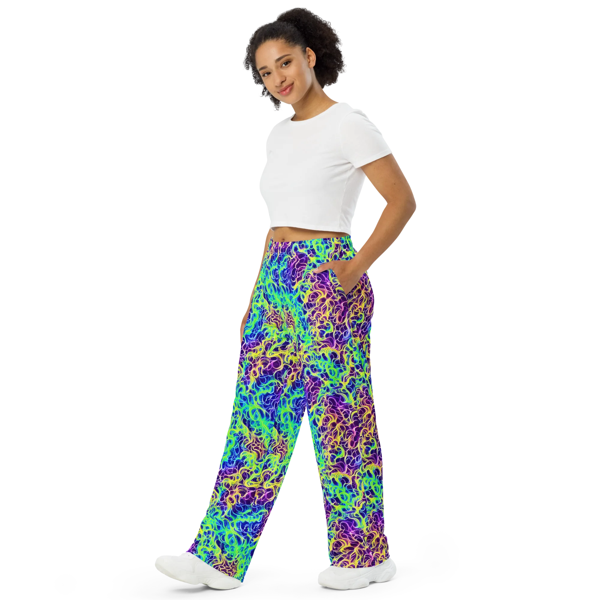 Nightwave Garden on Wide-Leg Pants — Left Front