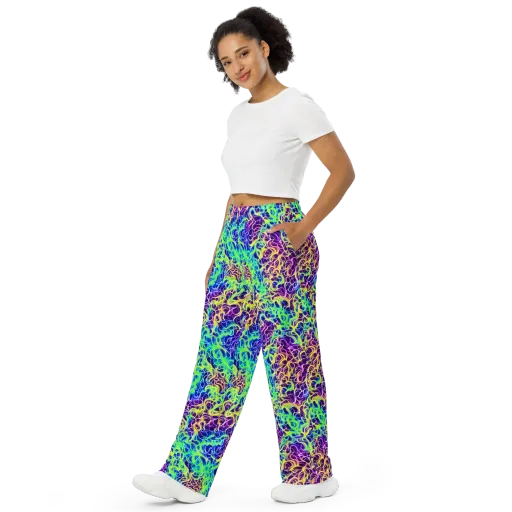 Nightwave Garden on a Wide-Leg Pants