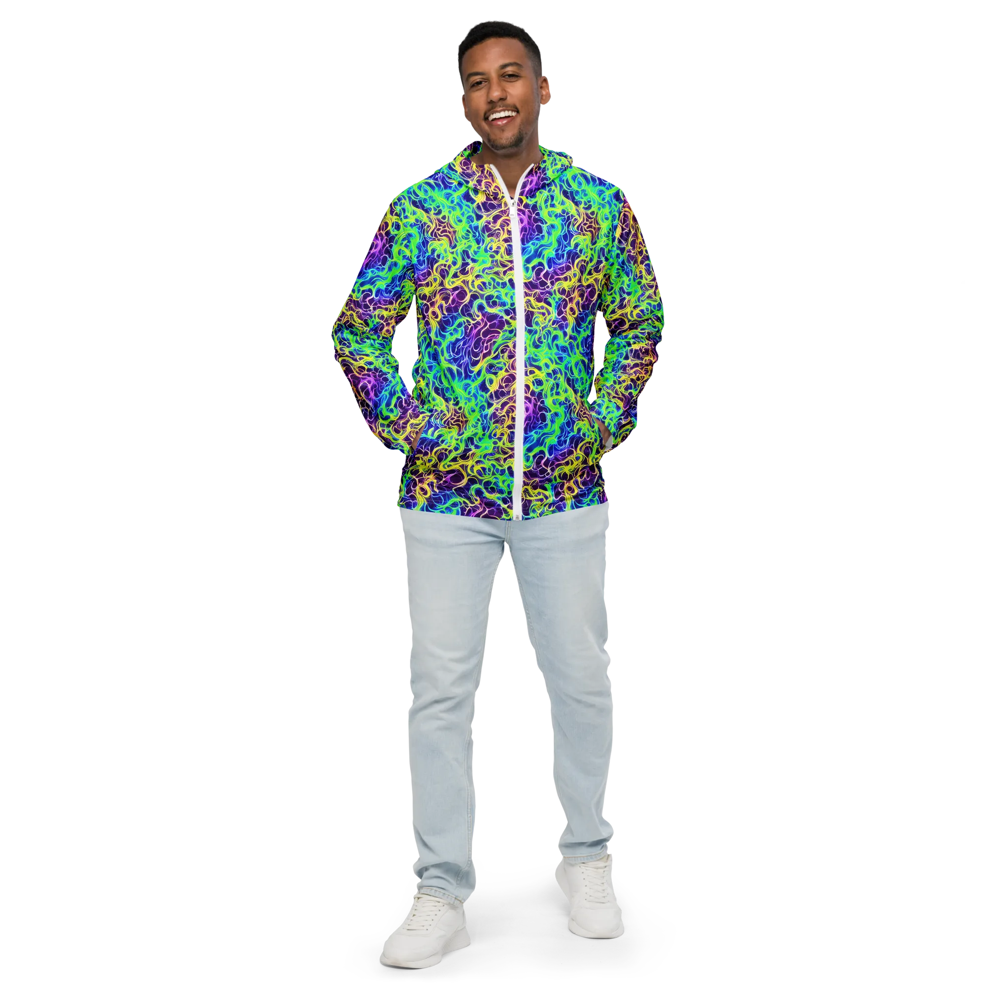 Nightwave Garden on Men's Windbreaker — Front