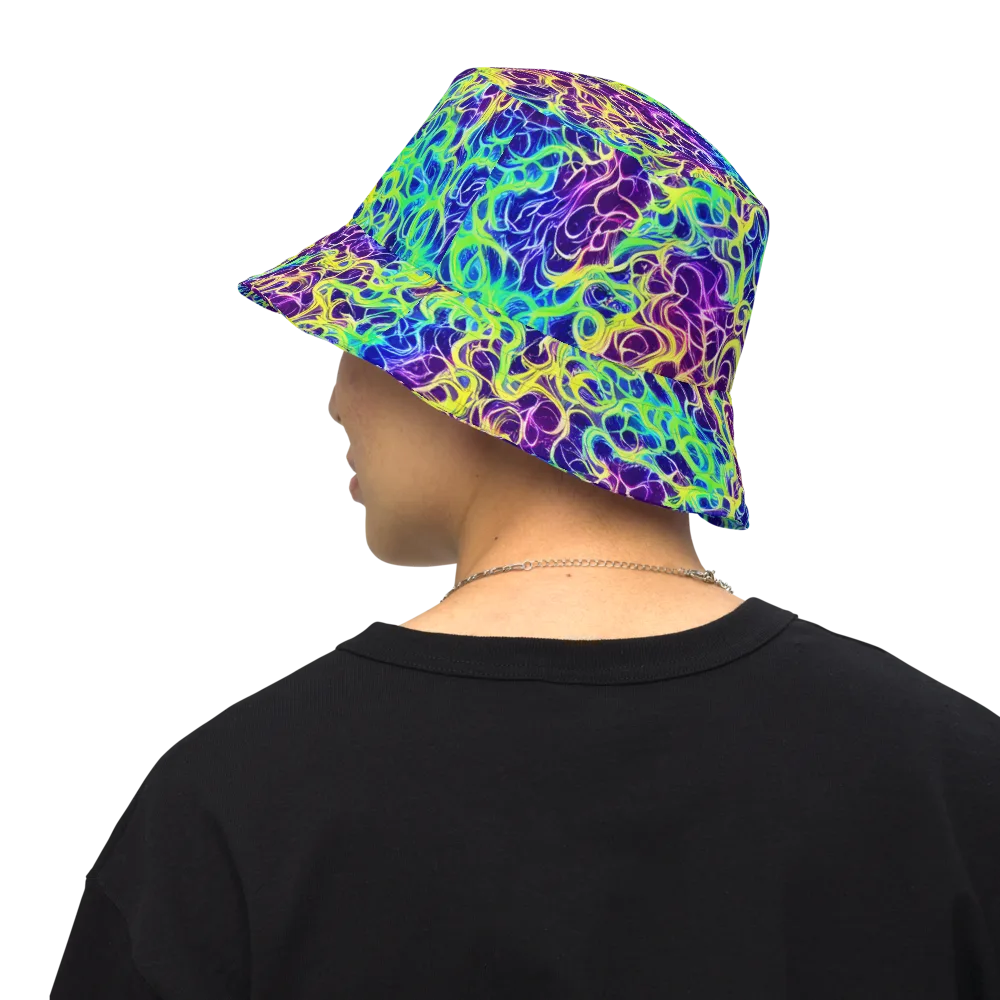 Nightwave Garden on Reversible Bucket Hat — Back Inside