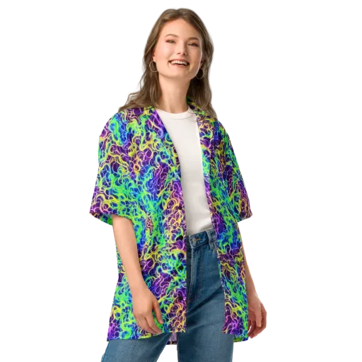 Nightwave Garden on a Button Shirt