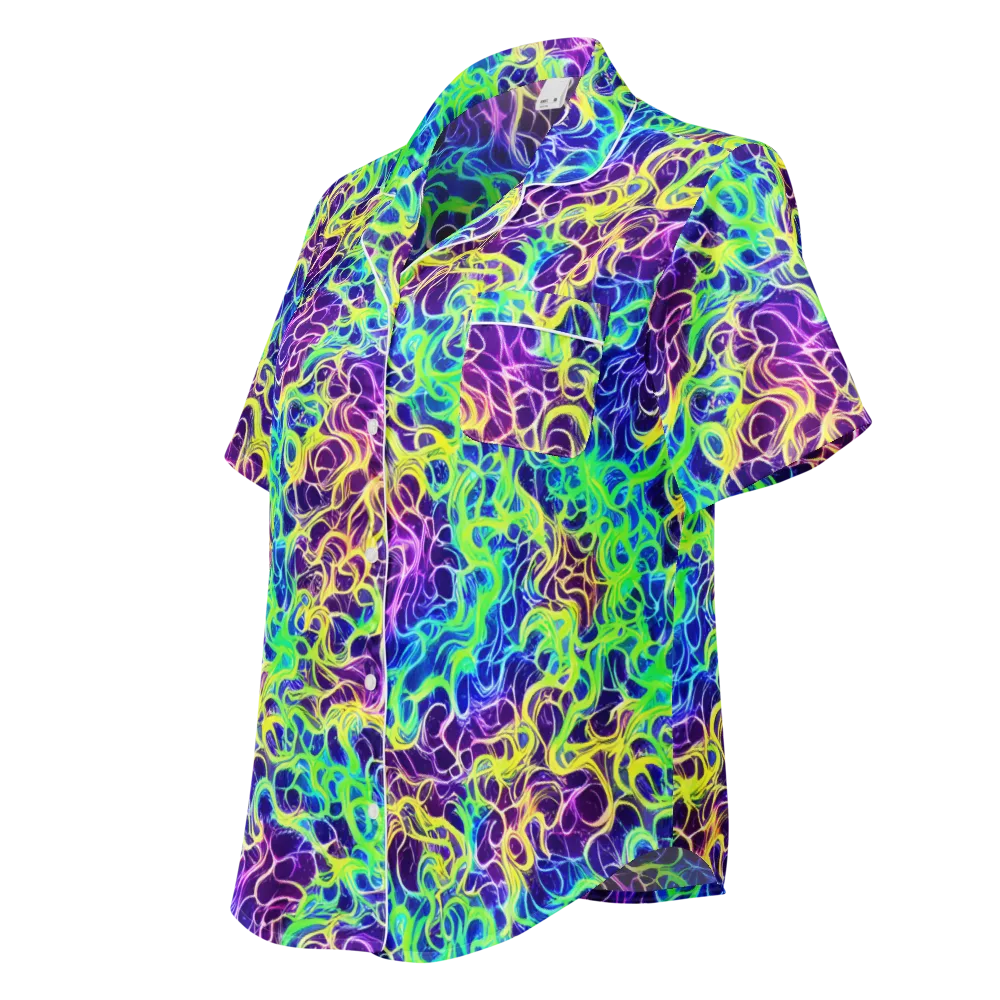 Nightwave Garden on Women's Short Sleeve Pajama Top — Left Front