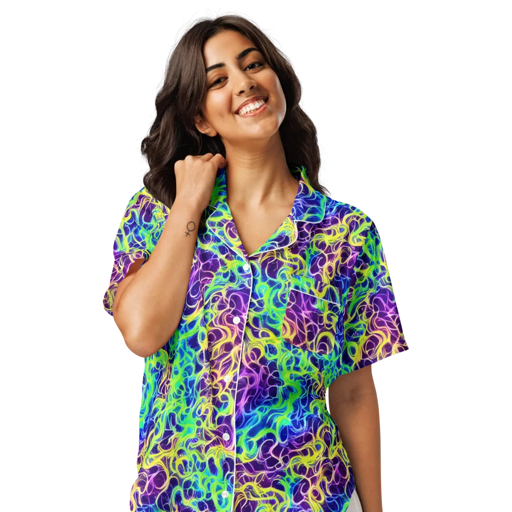 Nightwave Garden on Women's Short Sleeve Pajama Top — Front